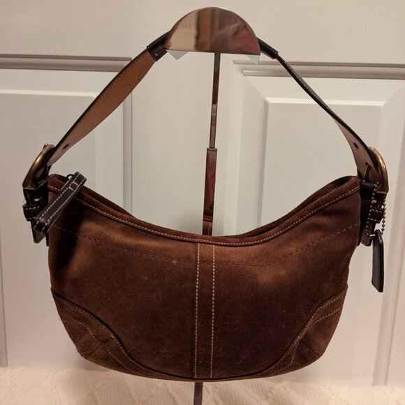 Rare Coach Handbag Brown Hobo Suede 9503 - Picture 2 of 11